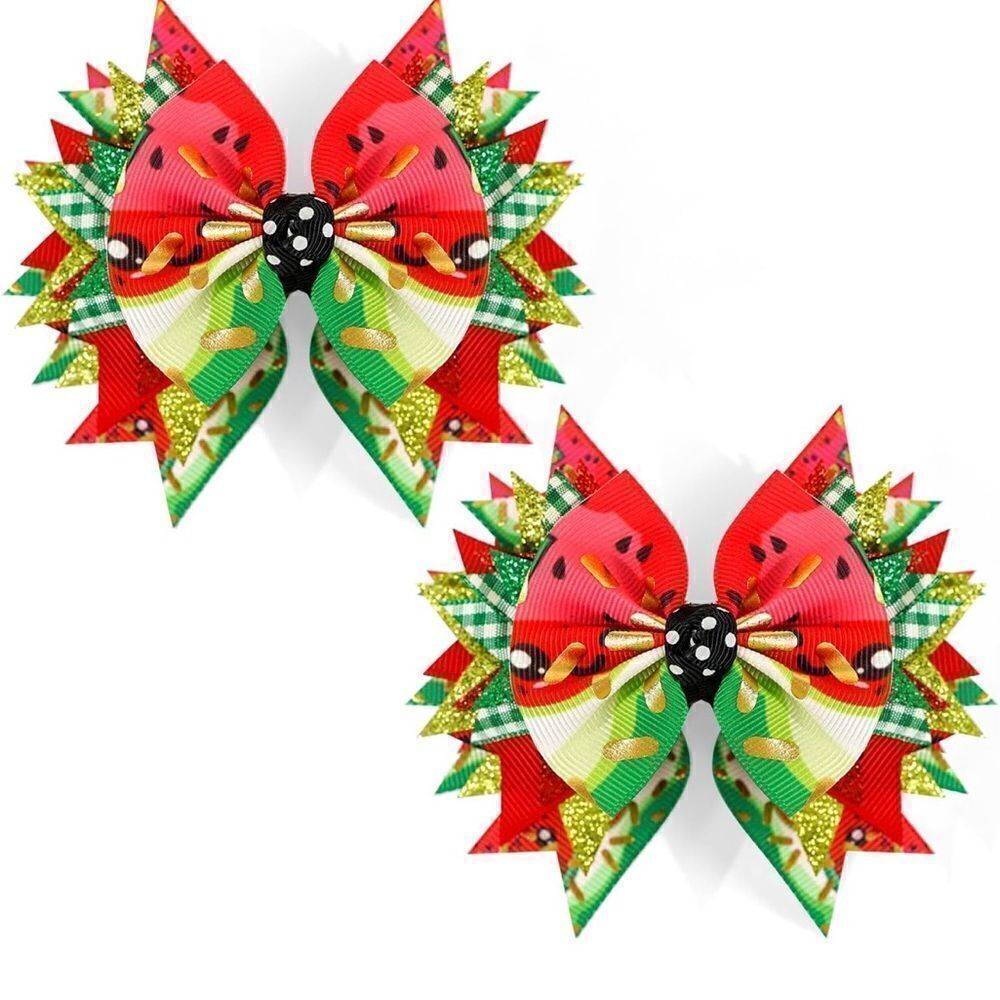 Christmas Hair Bows Barrettes Clips NEW SET OF 2‎